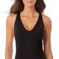 Anne Cole Women's V Neck Crossback One Piece Swimsuit Black