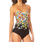 Anne Cole Women's Ditsy Floral Twist Front Strapless One Piece Swimsuit Swimsuit Black Size 8