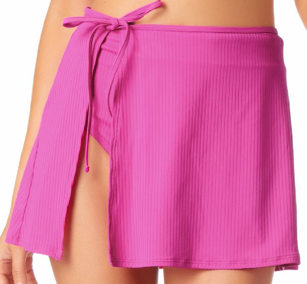 California Waves Junior's Ribbed Sarong Skirt Cover Up Swimsuit Purple