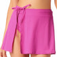 California Waves Junior's Ribbed Sarong Skirt Cover Up Swimsuit Pink