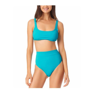 California Waves Junior's High Waist Bikini Bottoms Swimsuit Blue