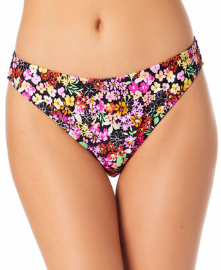 California Waves Junior's Printed Hipster Bikini Bottoms Swimsuit BlackMulti