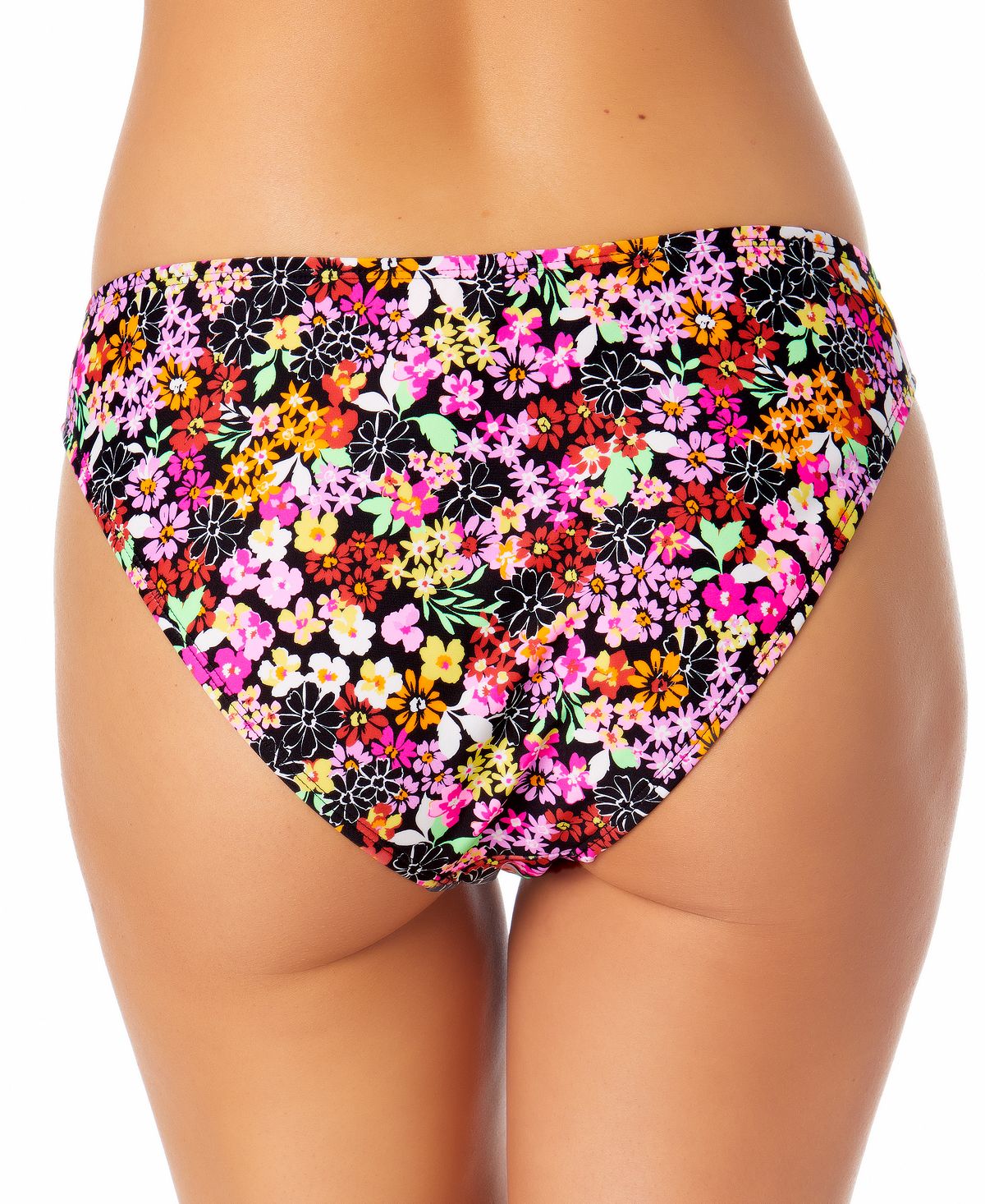 California Waves Junior's Printed Hipster Bikini Bottoms Swimsuit BlackMulti