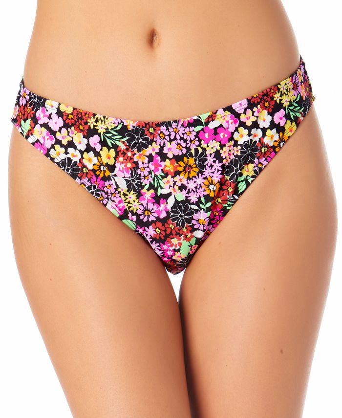 California Waves Junior's Printed Hipster Bikini Bottoms Swimsuit BlackMulti
