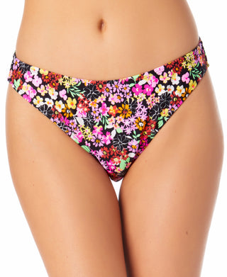California Waves Junior's Printed Hipster Bikini Bottoms Swimsuit BlackMulti