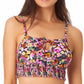 California Waves Junior's Printed Longline Bikini Top Swimsuit BlackMulti