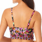 California Waves Junior's Printed Longline Bikini Top Swimsuit BlackMulti