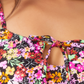 California Waves Junior's Printed Longline Bikini Top Swimsuit BlackMulti