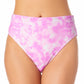 California Waves Junior's Printed High Waist Bikini Bottoms Swimsuit Pink