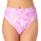 California Waves Junior's Printed High Waist Bikini Bottoms Swimsuit Pink