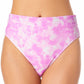 California Waves Junior's Printed High Waist Bikini Bottoms Swimsuit Pink
