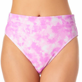 California Waves Junior's Printed High Waist Bikini Bottoms Swimsuit Pink