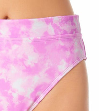 California Waves Junior's Printed High Waist Bikini Bottoms Swimsuit Pink