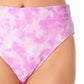 California Waves Junior's Printed High Waist Bikini Bottoms Swimsuit Pink