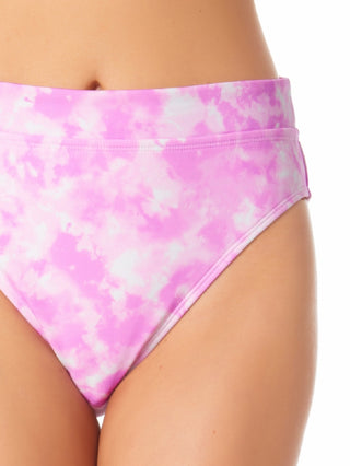 California Waves Junior's Printed High Waist Bikini Bottoms Swimsuit Pink