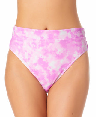 California Waves Junior's Printed High Waist Bikini Bottoms Swimsuit Pink