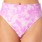 California Waves Junior's Printed High Waist Bikini Bottoms Swimsuit Pink