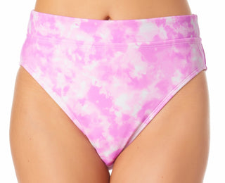 California Waves Junior's Printed High Waist Bikini Bottoms Swimsuit Pink