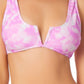 California Waves Junior's V Wire Bralette Bikini Top Swimsuit Pink