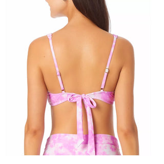 California Waves Junior's V Wire Bralette Bikini Top Swimsuit Pink