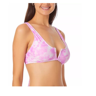 California Waves Junior's V Wire Bralette Bikini Top Swimsuit Pink