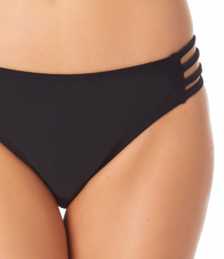California Waves Junior's Strappy Side Hipster Bikini Bottoms Swimsuit Black