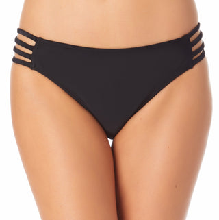California Waves Junior's Strappy Side Hipster Bikini Bottoms Swimsuit Black