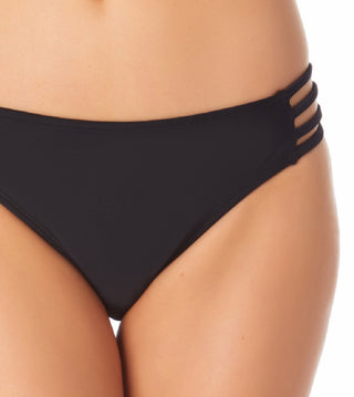 California Waves Junior's Strappy Side Hipster Bikini Bottoms Swimsuit Black