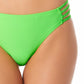 California Waves Junior's Strappy Side Hipster Bikini Bottoms Swimsuit Green