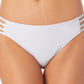 California Waves Junior's Strappy Side Hipster Bikini Bottoms Swimsuit White