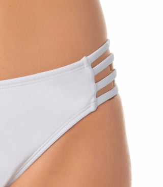California Waves Junior's Strappy Side Hipster Bikini Bottoms Swimsuit White