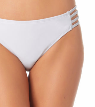 California Waves Junior's Strappy Side Hipster Bikini Bottoms Swimsuit White