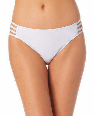 California Waves Junior's Strappy Side Hipster Bikini Bottoms Swimsuit White