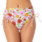 California Waves Junior's Printed Cinch Side High Waist Bikini Bottoms Swimsuit White