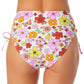 California Waves Junior's Printed Cinch Side High Waist Bikini Bottoms Swimsuit White