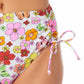 California Waves Junior's Printed Cinch Side High Waist Bikini Bottoms Swimsuit White