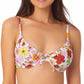 California Waves Junior's Printed Underwire Bralette Bikini Top Swimsuit White
