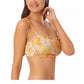 California Waves Women's Printed Smocked Bandeau Bikini Top Swimsuit Yellow Size X-Small