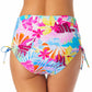 California Waves Junior's Printed Lace Up High Waist Bikini Bottoms Swimsuit White