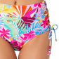 California Waves Junior's Printed Lace Up High Waist Bikini Bottoms Swimsuit White