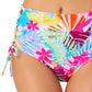 California Waves Women's Juniors' Printed Lace-Up High-Waist Bikini Bottoms Swimsuit White Size Medium