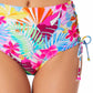California Waves Junior's Printed Lace Up High Waist Bikini Bottoms Swimsuit White