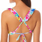 California Waves Junior's Printed Ruffle Trim Underwire Bikini Top Swimsuit White