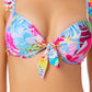California Waves Junior's Printed Ruffle Trim Underwire Bikini Top Swimsuit White