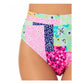 California Waves Junior's Printed High Waist Bikini Bottoms Swimsuit Green