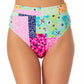 California Waves Junior's Printed High Waist Bikini Bottoms Swimsuit Green
