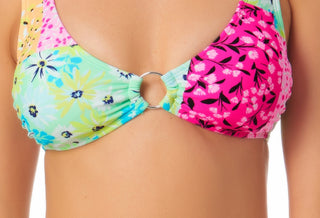 California Waves Women's Juniors' Printed Bralette Bikini Top Swimsuit Green