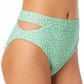California Waves Women's Juniors' Printed Cutout High-Waist Bikini Bottoms  Swimsuit Green