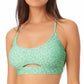 California Waves Junior's Printed Cutout Bralette Bikini Top Swimsuit Green
