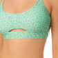 California Waves Junior's Printed Cutout Bralette Bikini Top Swimsuit Green